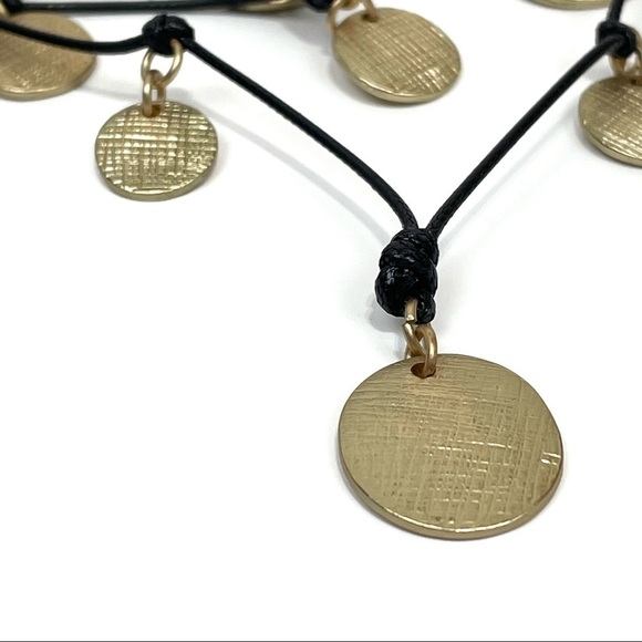 Anthropologie Multi Layer Black and Gold Pendant Necklace Statement Necklace - Picture 11 of 12